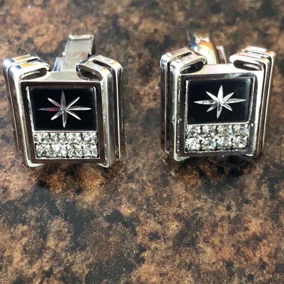Vintage Silver/Black Matte Cuff Links - Picture 2 of 5